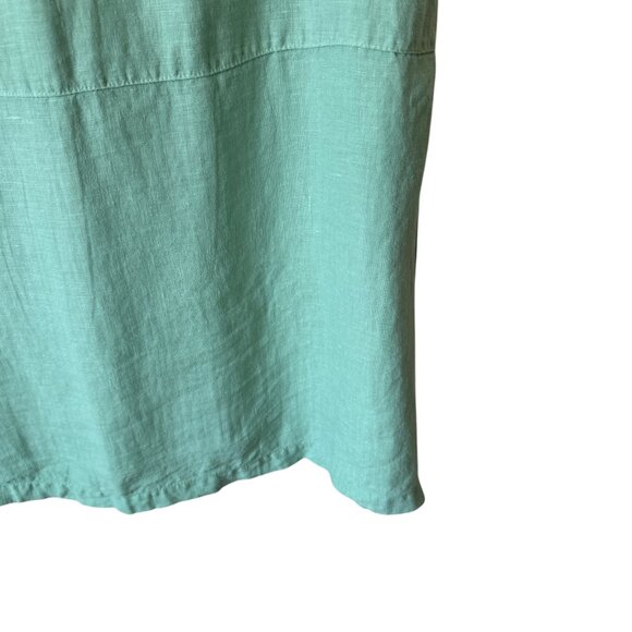 Bryn Walker Linen Top Sz Lg Green Sleeveless Tunic Lagenlook Side Vents Breezy - Picture 8 of 13